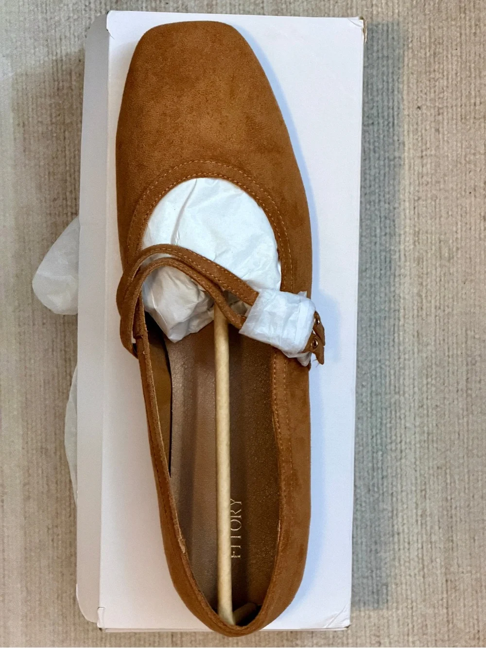 Chestnut Suede Mary Jane Flat with Buckle
